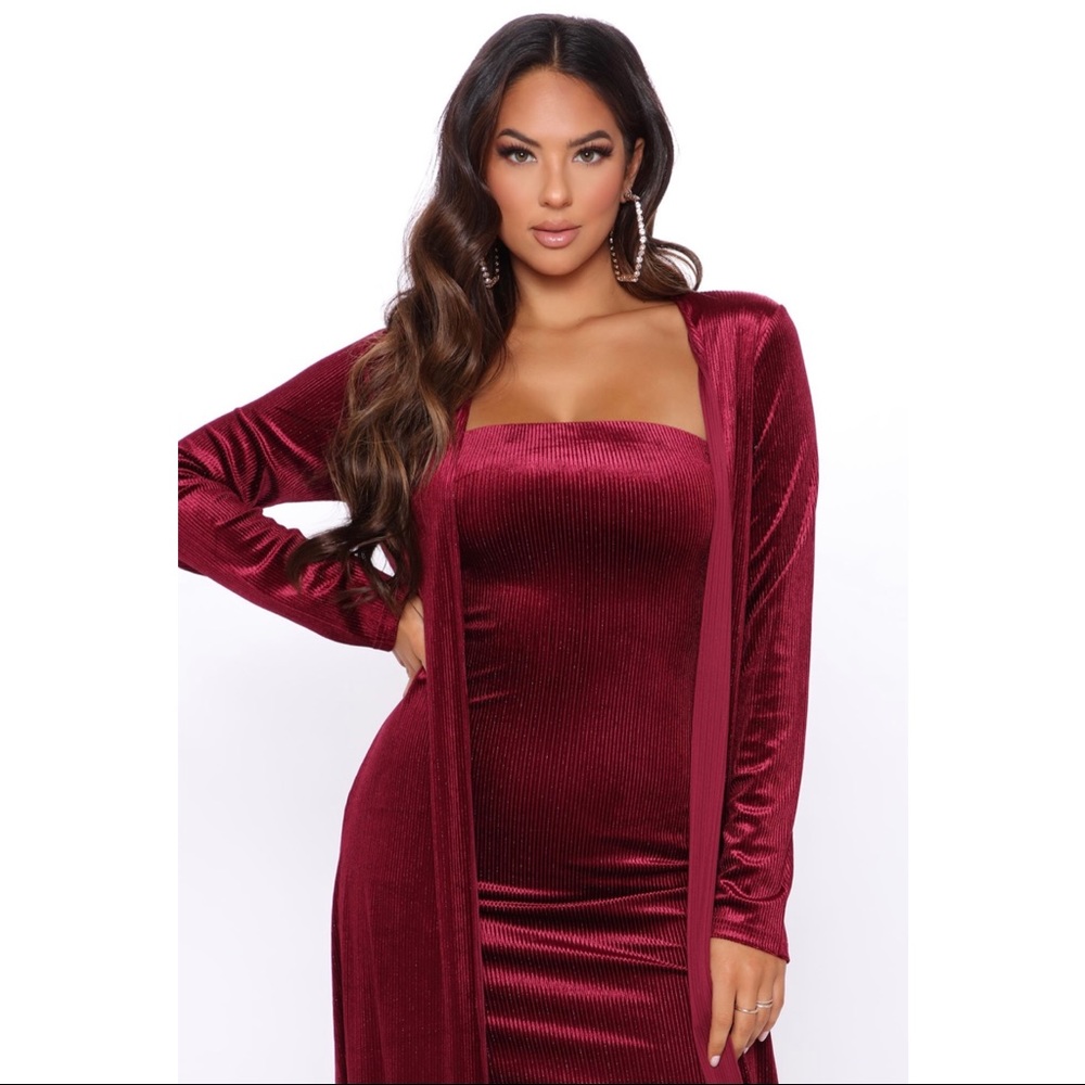 Baddy mini dress set in burgundy